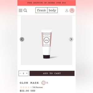 ⭐️ 3 for $22 - Frank Body | Glow Mask, NWT